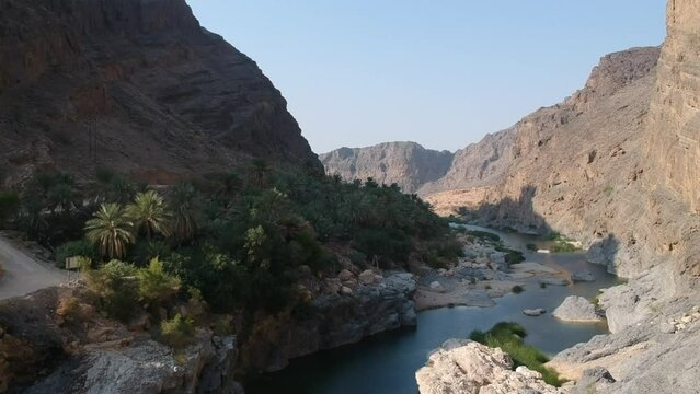 Wadi Shab in Oman taken by a Drone