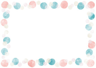 水彩風かわいい水玉の長方形フレーム素材