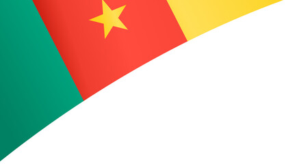 Cameroon flag flying on white background