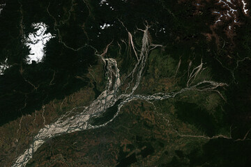 High resolution satellite image of Brahmaputra Basin in Assam and Arunachal Pradesh , India-...