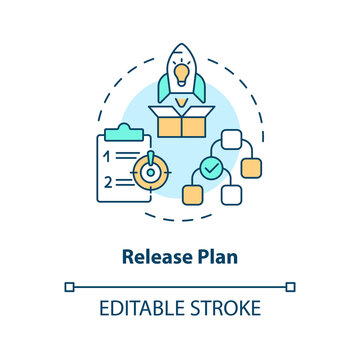 Plan concept icon. Product development. Software release management process step abstract idea thin line illustration. Isolated outline drawing. Editable stroke. Arial, Myriad Pro-Bold fonts used