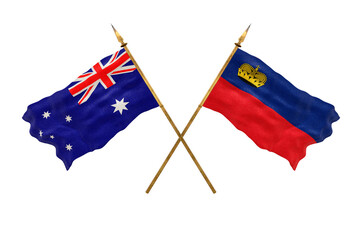 Background for designers. National Day. 3D model National flags Australia and Liechtenstein