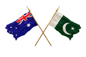 Background for designers. National Day. 3D model National flags Australia and Pakistan