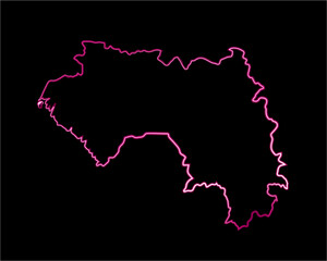 Vector isolated illustration of Guinea map with neon effect.
