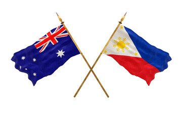 Background for designers. National Day. 3D model National flags Australia and Philippines