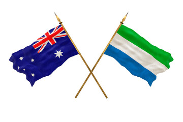 Background for designers. National Day. 3D model National flags Australia and Sierra Leone