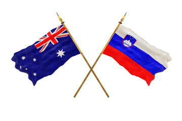 Background for designers. National Day. 3D model National flags Australia and Slovenia