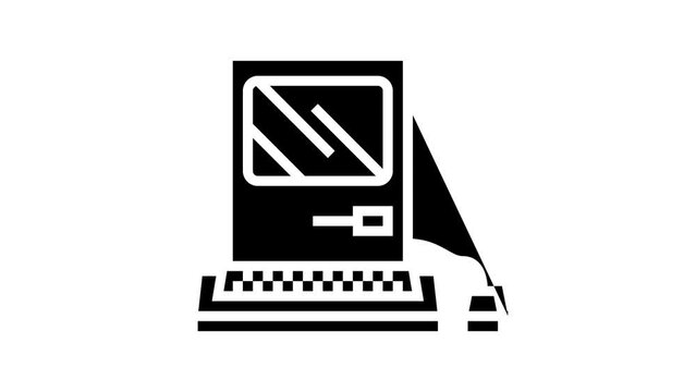 computer pc retro gadget line icon animation