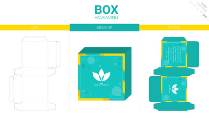 Box packaging and mockup die cut template