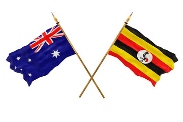 Background for designers. National Day. 3D model National flags Australia and Uganda