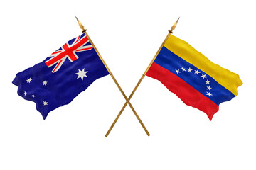 Background for designers. National Day. 3D model National flags Australia and Venezuela