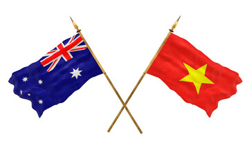Background for designers. National Day. 3D model National flags Australia and Vietnam