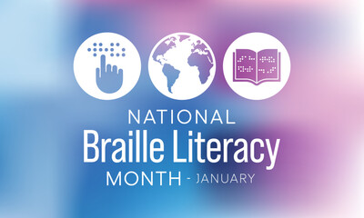 National Braille literacy month is observed every year in January. Vector illustration - obrazy, fototapety, plakaty