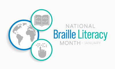 National Braille literacy month is observed every year in January. Vector illustration