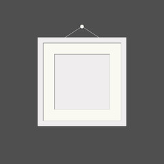 Hanging wall frame vector white color isolated on dark grey background. Frame vector clip art.