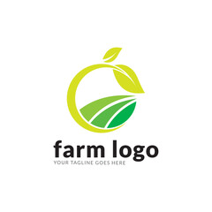 green organic Farming natural fresh product Logotype icon.