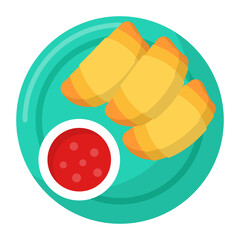 Lumpiang Prito with Pork Concept , Cheese Dog Bread Rolls vector color icon design, Asian Cuisines symbol, Most Popular Dishes Sign, Street Foods stock illustration 