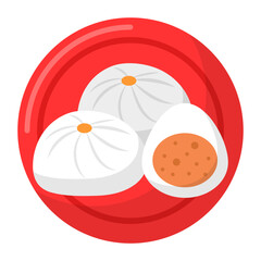 Chashaobao or manapua Concept,  keke pua'a or chao pao vector color icon design, Asian Cuisines symbol, Most Popular Dishes Sign, Street Foods stock illustration 