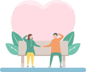 Lover that play ice skating for winter season. Illustration is in flat style.