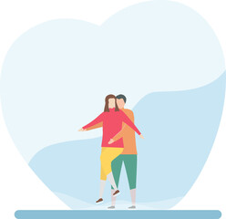 Lover that play ice skating for winter season. Illustration is in flat style.