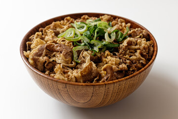 Gyudon on a white background