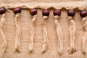 close-up natural fabric linen texture for design. sackcloth textured. White Canvas for Background.