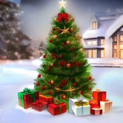 christmas tree with gifts