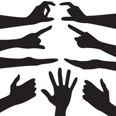 set of hands silhouettes flat  vector icon design.