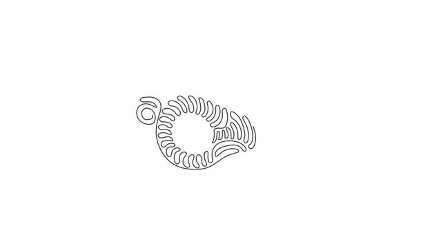Animated self drawing of single continuous line draw whistle referee. Coach gym whistle. Sports sign play game, coach or trainer equipment. Swirl curl style concept. Full length one line animation
