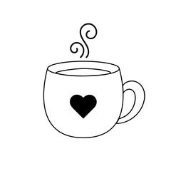 The contour of a cup with a drink on a white background