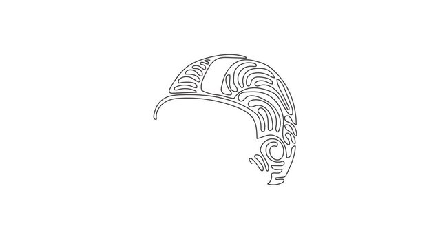 Animated self drawing of continuous line draw American football helmets. Design element for logo, label, emblem, sign, poster, t shirt. Swirl curl style. Full length one line animation illustration