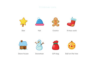 Christmas Icons stickers logo illustrations