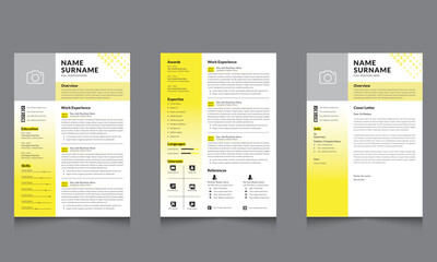 Vector Minimalist Creative Resume CV Template with Black and Yellow for Job Applications Design