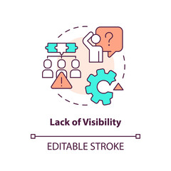 Lack of visibility concept icon. Frequent release management challenge abstract idea thin line illustration. Isolated outline drawing. Editable stroke. Arial, Myriad Pro-Bold fonts used