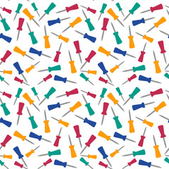Seamless pattern Colorful paper pins on white background