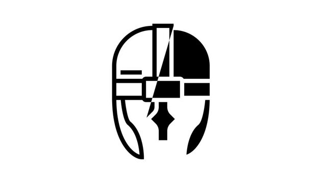 helmet viking soldier line icon animation