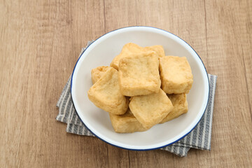 Tahu Goreng or Fried Tofu, Indonesia traditional food, made from fermented soybean extract.
