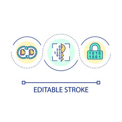Data encryption loop concept icon. File protection. Digital safety. Improve cybersecurity abstract idea thin line illustration. Isolated outline drawing. Editable stroke. Arial font used