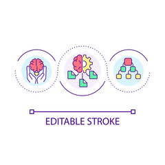 Brainstorming loop concept icon. Generate ideas. Workflow optimization. Data structure abstract idea thin line illustration. Isolated outline drawing. Editable stroke. Arial font used