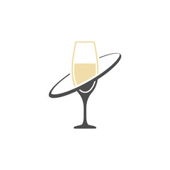 Glass of champagne logo icon isolated on white background