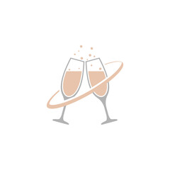 Glass of champagne logo icon isolated on white background
