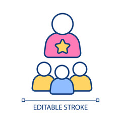Team leader RGB color icon. Role of leadership. Great manager. Best worker. Employee engagement. Isolated vector illustration. Simple filled line drawing. Editable stroke. Arial font used