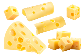 Chees cubes slices wedge isolated