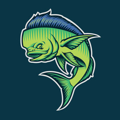 Colour vector illustration of a mahi mahi fish