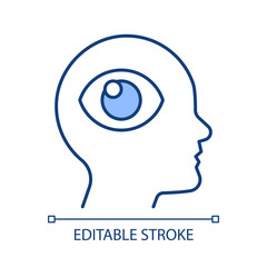 Trusting intuition RGB color icon. Open minded. Stop overthinking. Inner vision. Self awareness. Isolated vector illustration. Simple filled line drawing. Editable stroke. Arial font used