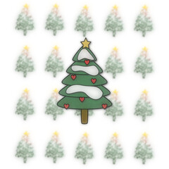 illustrazione seamless senza cucitura di abeti decorati su sfondo trasparente