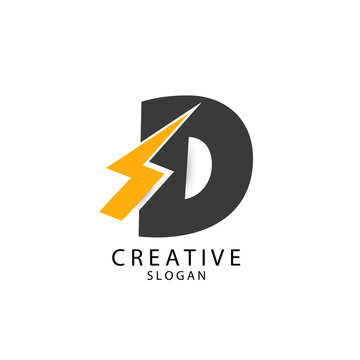 Vector logo with abstract image of letter D lightning