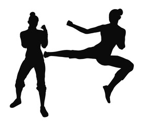 Two women fighting vector design isolated on white background.