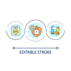 CMS users community loop concept icon. Customer service departments. Help forum. Platform support abstract idea thin line illustration. Isolated outline drawing. Editable stroke. Arial font used