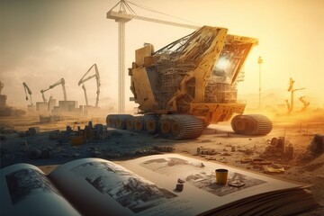 Illustration about construction site. Made by AI.